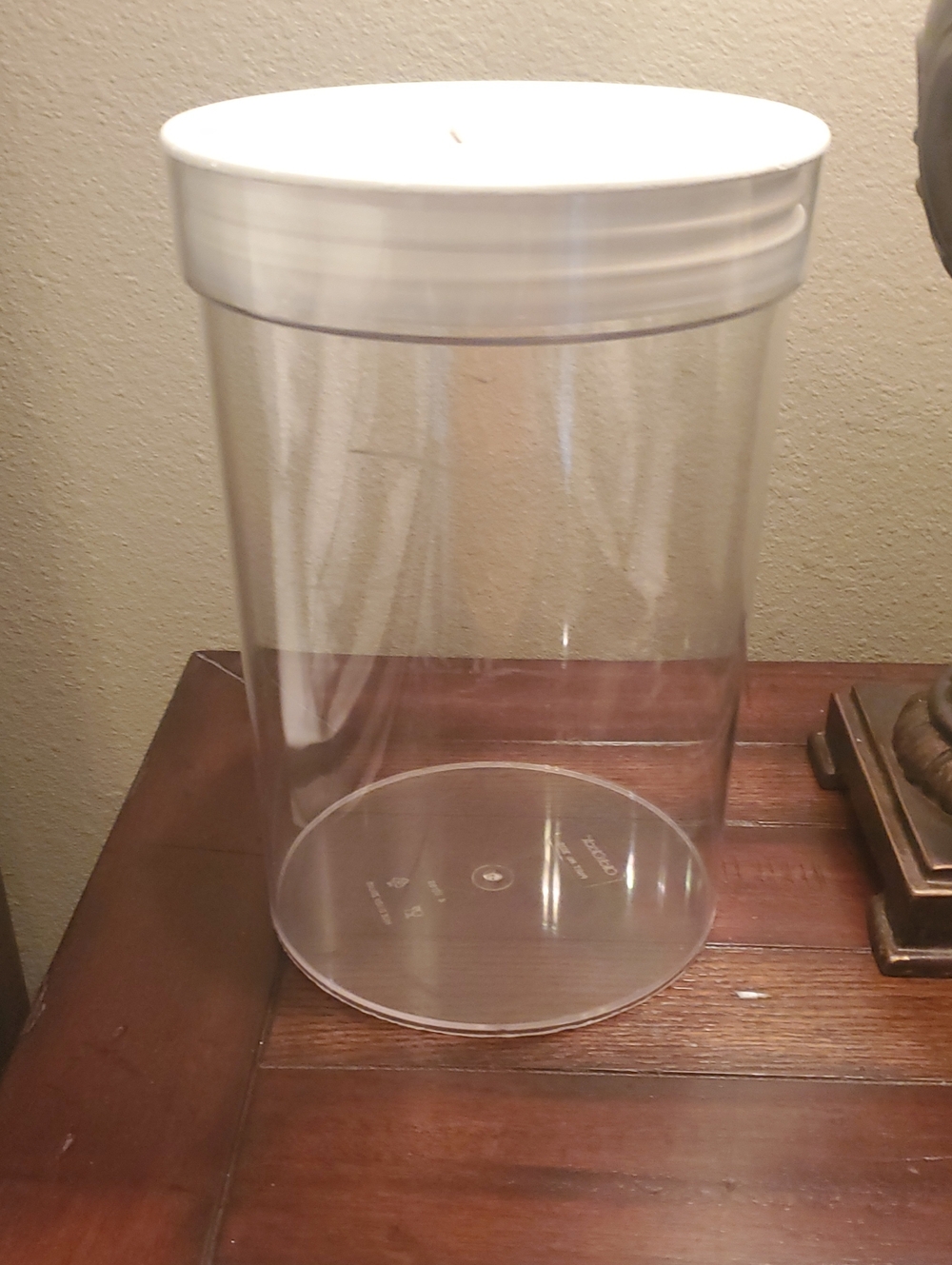 Clear Plastic Storage Canister with White Lid - Home Kitchen